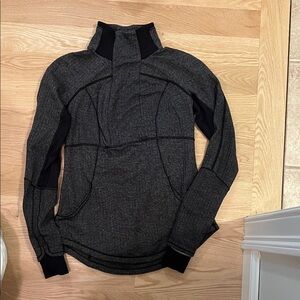 lululemon athletica Black and Gray Turtleneck Top